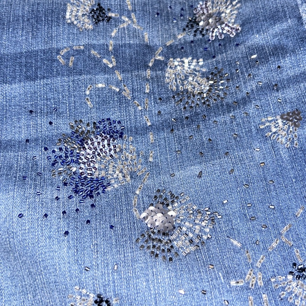 NWT Vintage Premium Boyfriend Jeans - Dark Wash with Beaded Embellishments - Picture 9 of 14